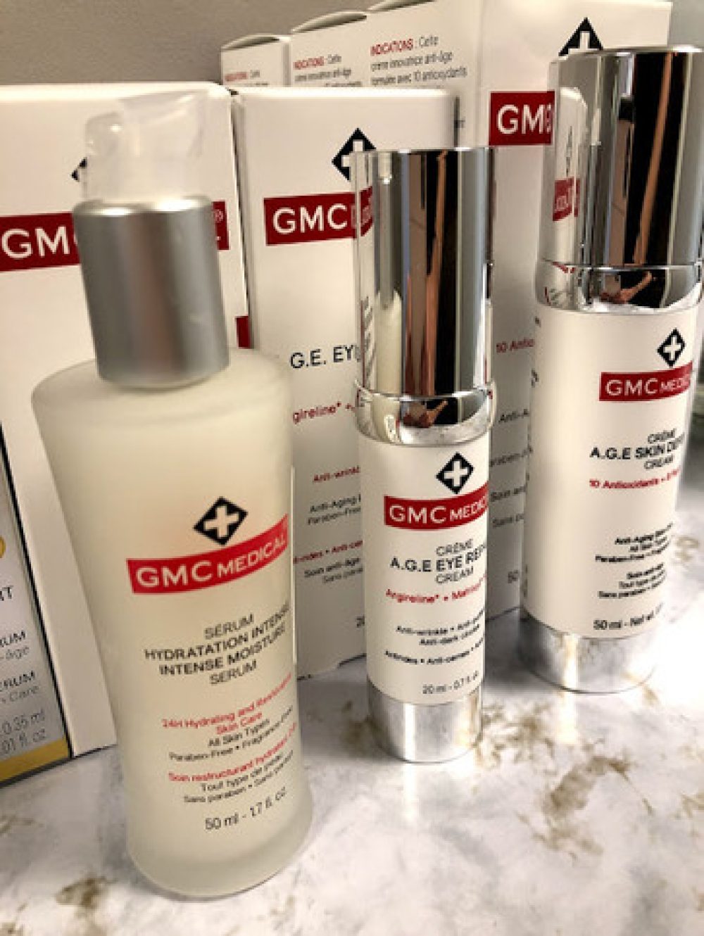 GMC skin care products: A variety of skincare items from GMC, including creams, serums, and cleansers for a healthy complexion.